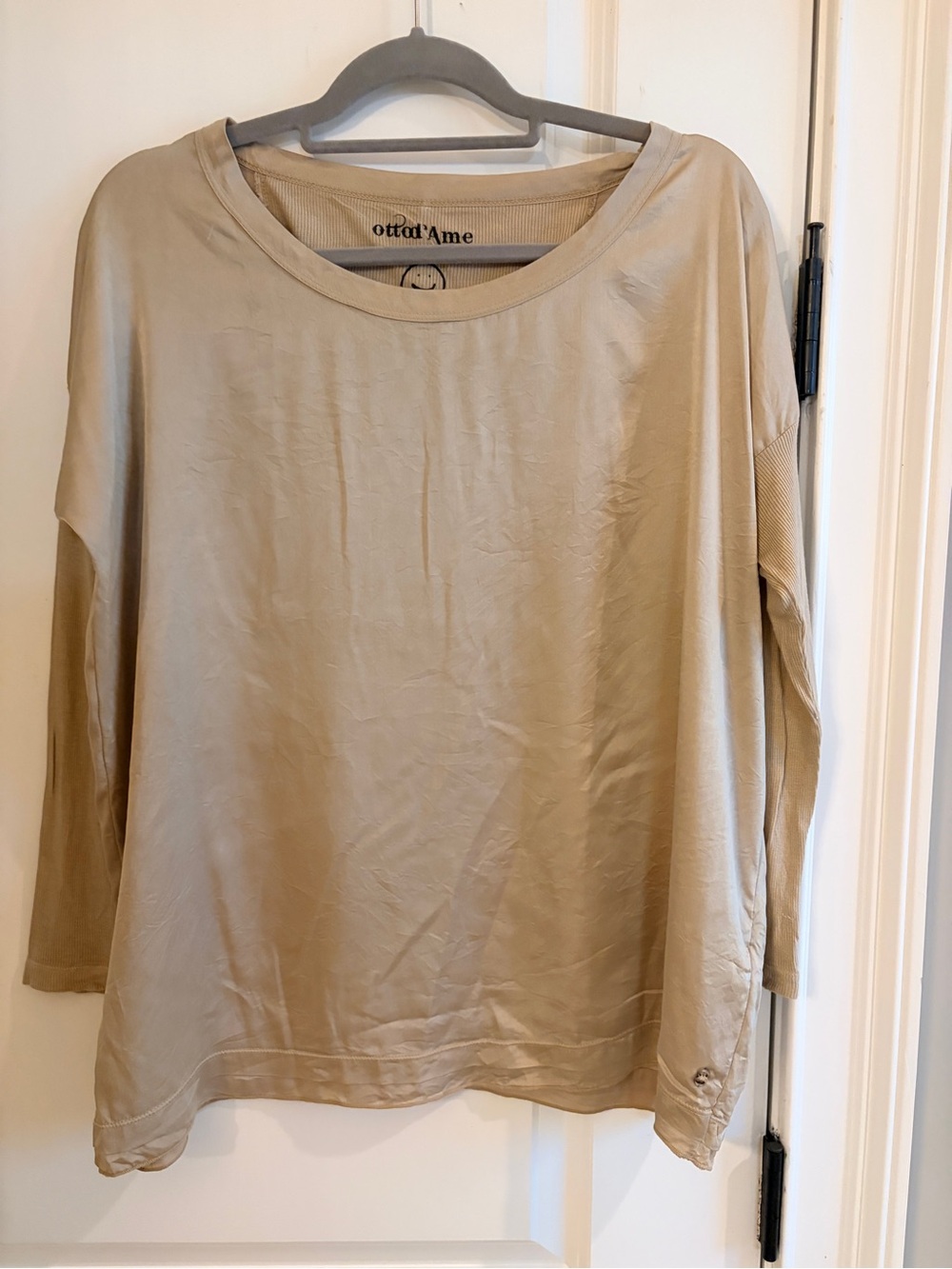 ottod’Ame Beige Oversized Long Sleeve Top Tunic Relaxed Fit